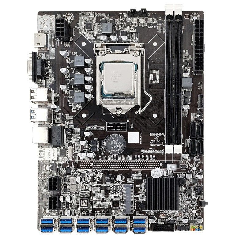 Intel® B75 Support 12 GPU Cryptocurrency Eth Mining PC Motherboard 12 USB3.0 to PCIE 16X