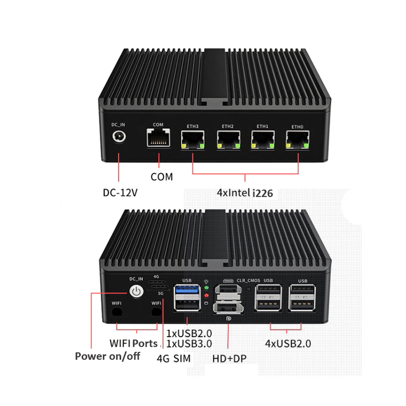 Quad cores J6412 4* 2.5GLAN firewall PC appliance soft router support pFsense